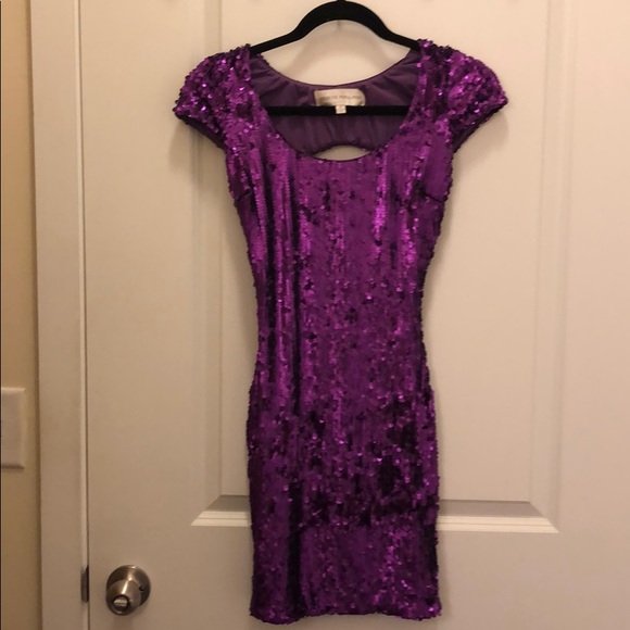 Purple sequin Dress the Population dress - Picture 1 of 4